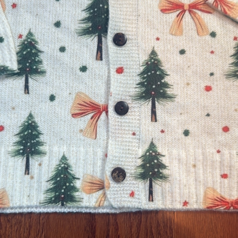 LAST ONE Christmas Trees & Bows Cardigan
Christmas Sweater - Picture 9 of 13
